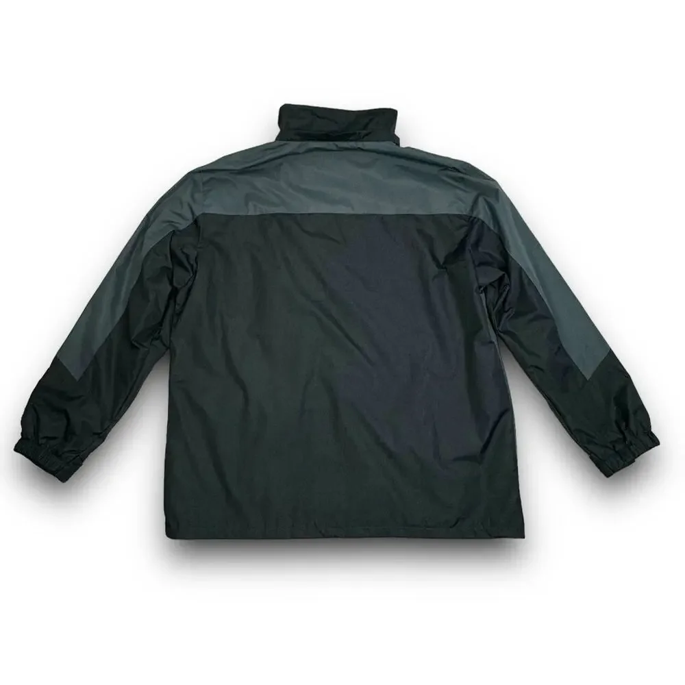 TEZO Mens Windbreaker Rain Jacket Water Resistant Removable Hood Black Gray XL